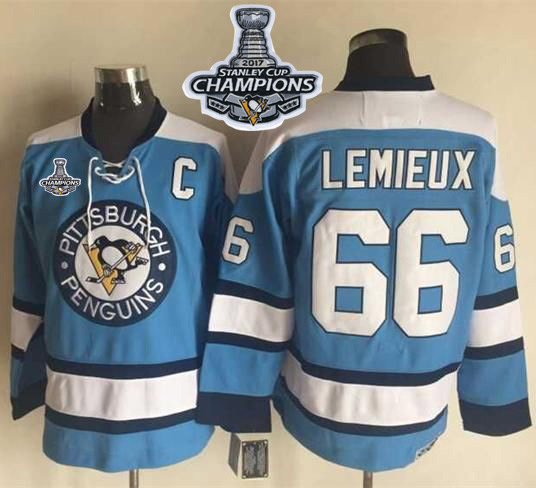 Penguins #66 Mario Lemieux Blue Alternate CCM Throwback Stanley Cup Finals Champions Stitched NHL Jersey